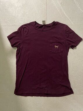 PINK Victoria's Secret Short Sleeve Pocket Tee in Plum